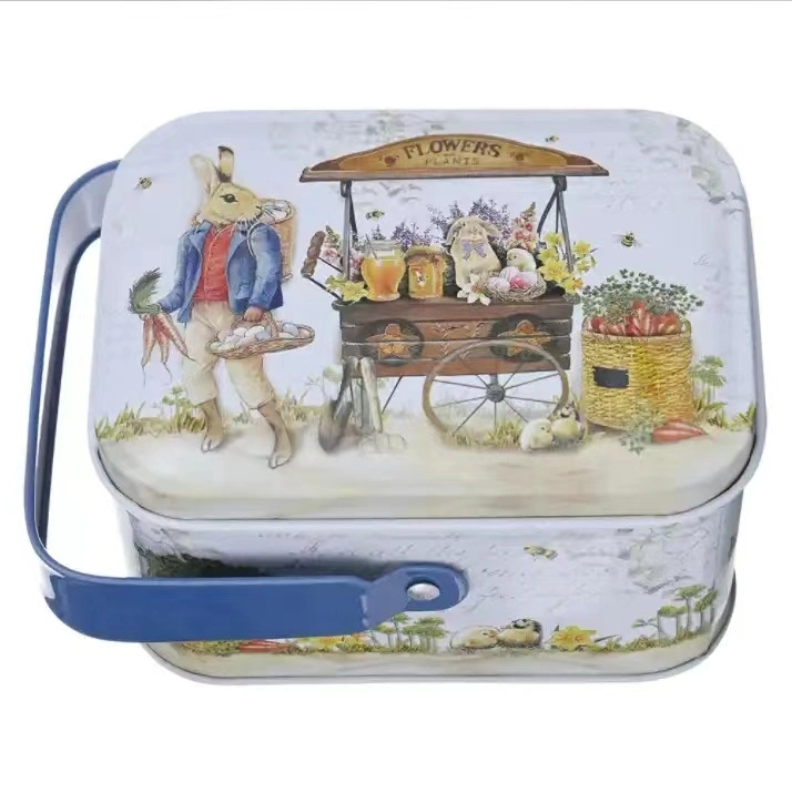 Easter Bunny Box Gift Candy Food Grade Square Metal Tin Box