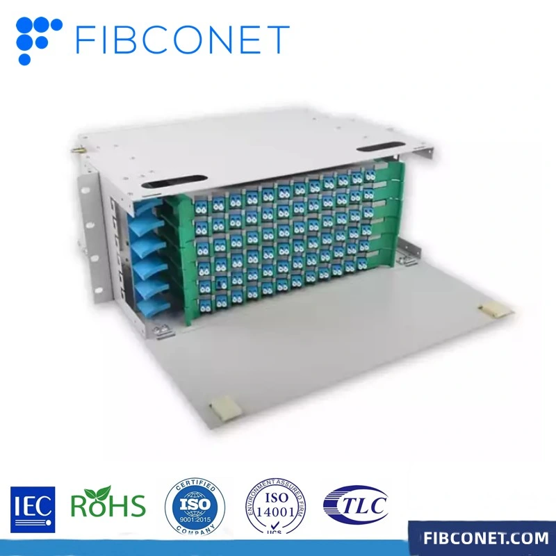 FTTH parche de fibra óptica de montaje en bastidor de 144/48/96 puertos SC/LC/St/FC Panel