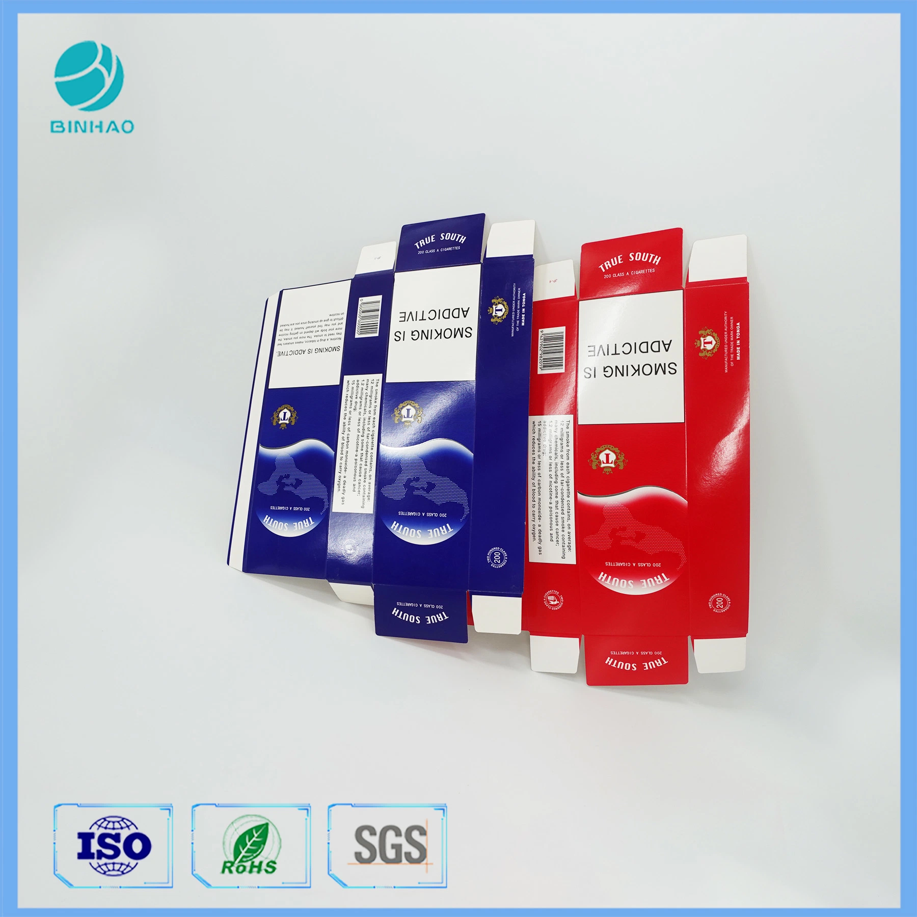 High Quality Offset Printing Red Blue Custom Cigarette Cardboard Boxes