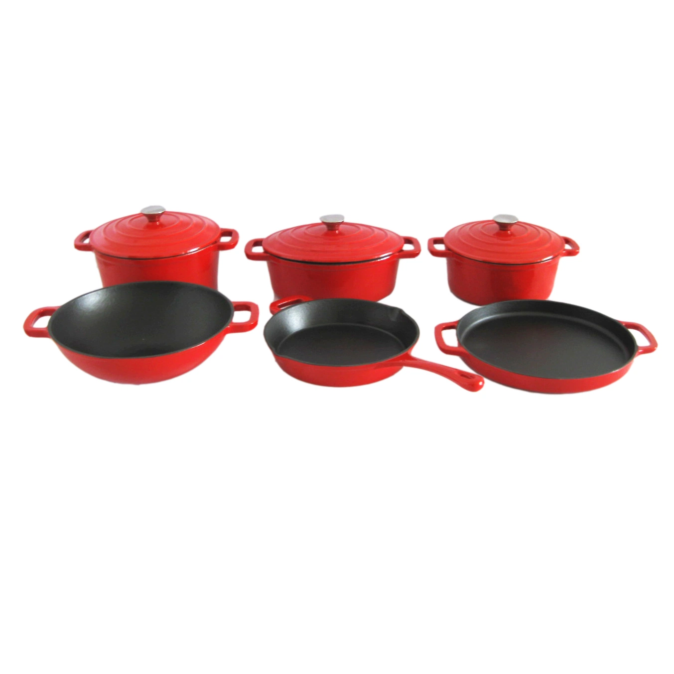 6PCS Enamel Cast Iron Cookware Set for Kitchen