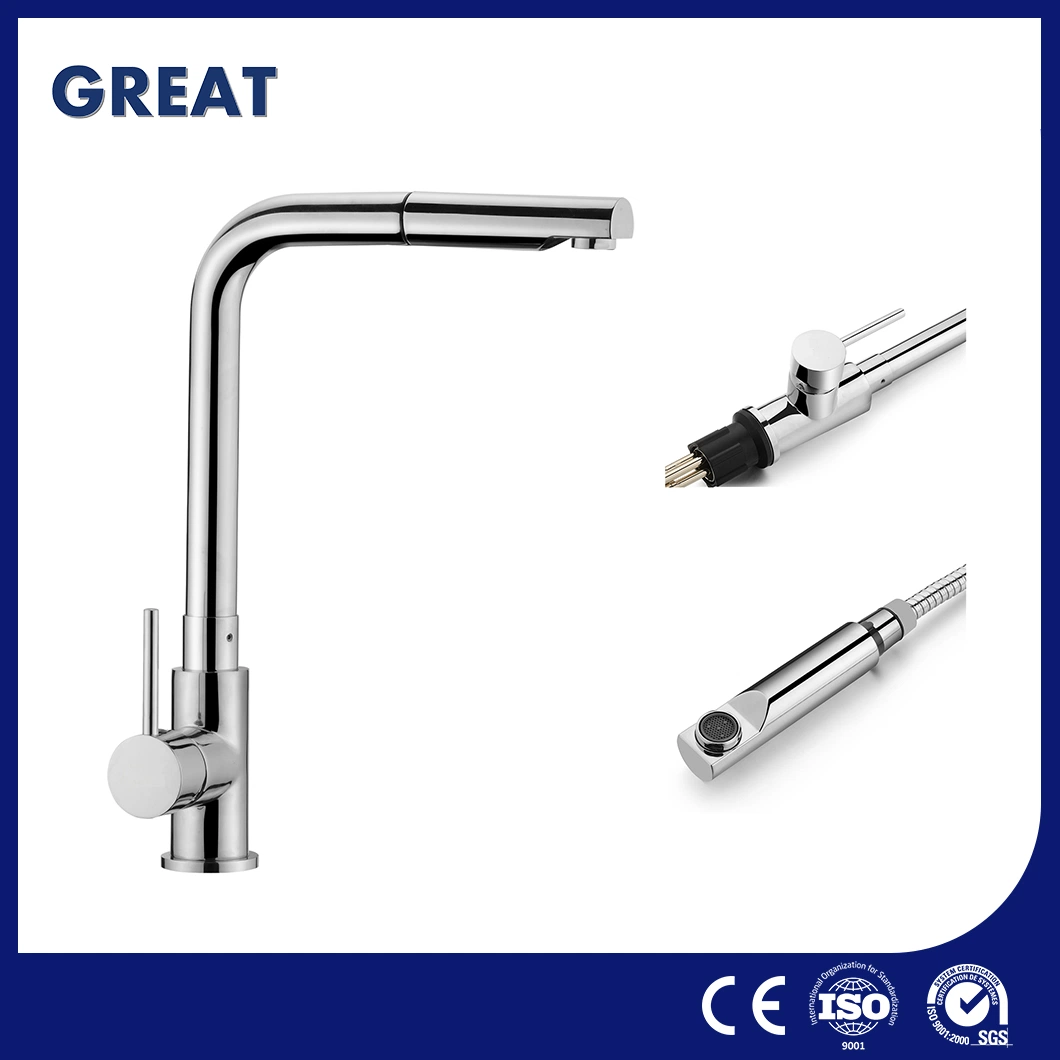 Great Kitchen Faucet Factory OEM Customized Wall Mount Kitchen Faucet with Sprayer Gl90101A40 Chrome Pull-out Kitchen Faucet China Modern Style Kitchen Faucet