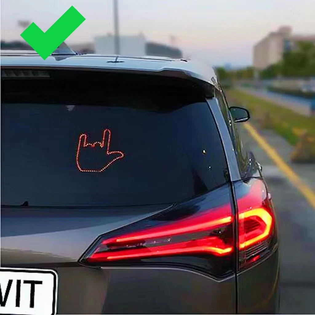 Medio dedo divertido coche Luz remota detrás ventana parabrisas Emoticons Onda de pájaro