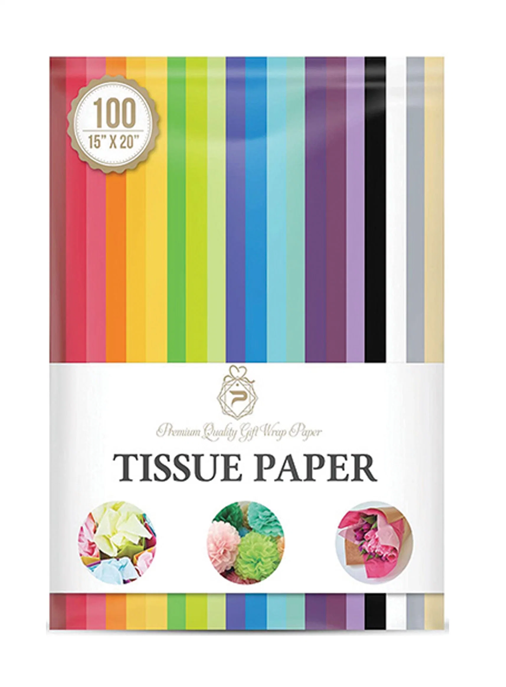 Super Value 100pk 15X20'' Promotional Tissue Paper 10 Solid Color Assorted for All Events and Holiday Gifts Packing