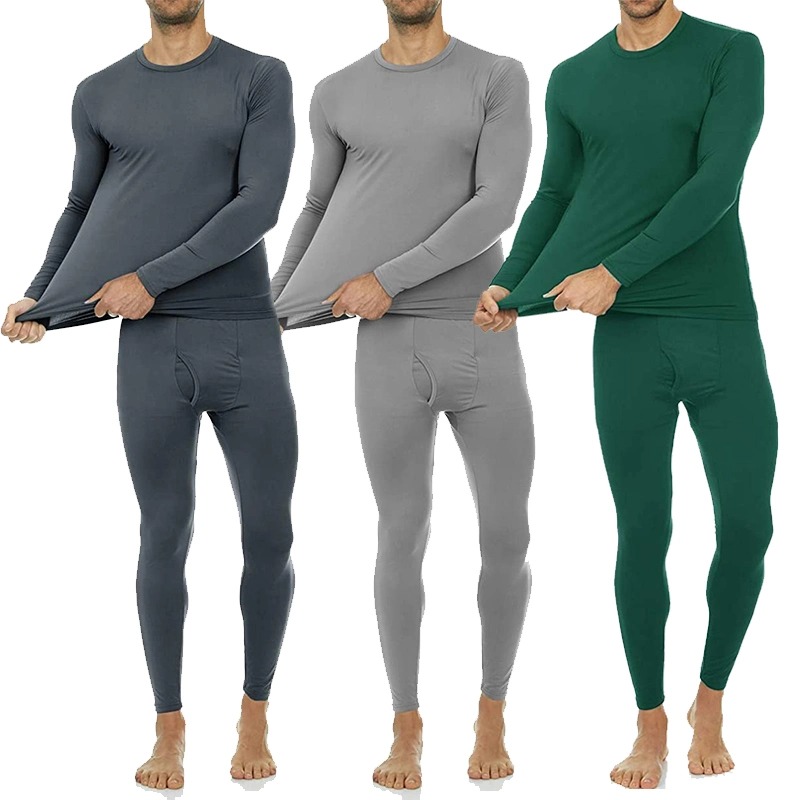 Men&prime; S Ultra Soft Thermal Underwear Long Sleeve Johns Set with Fleece Lined O-Neck