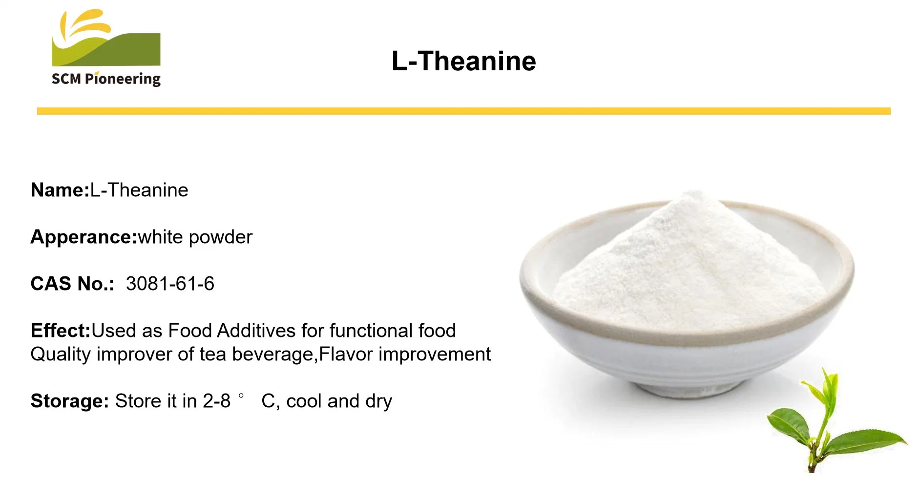 Natural Tranquilizers and Food Flavors L-Theanine Extract Powder 99% 3081-61-6