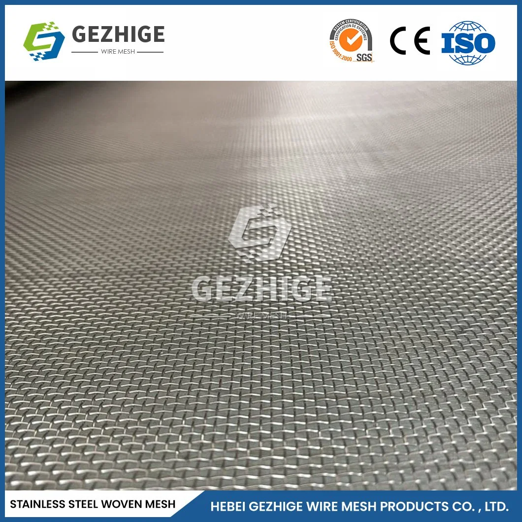 Gezhige Stainless Steel Mesh 150 Micron Screen Manufacturing China Green Chicken Wire Fence 0.154 Mesh 304 316 Micron Plain Weave Stainless Steel Wire Mesh