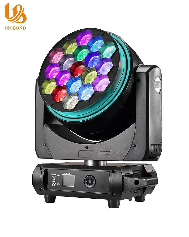 Olhal de zoom LED RGBW 4in1 K15 19X40W de alta qualidade com movimento Farol