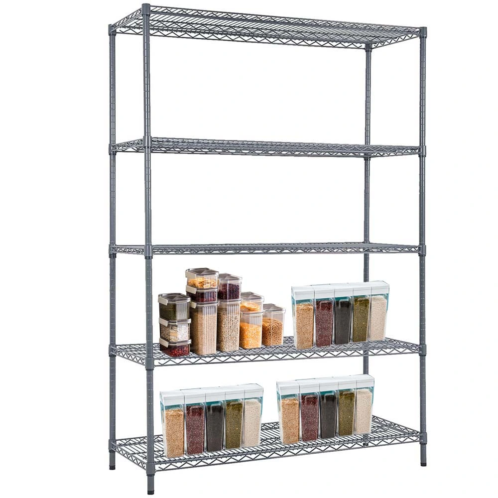 Static 5 Tiers Chrome Wire Home Use Storage Rack Shelving