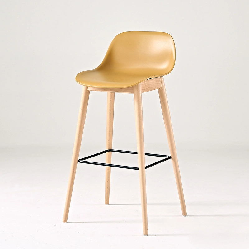 Moderne Kunststoff-Dining Bar Chair Möbel für Wohnzimmer mit Holzbein