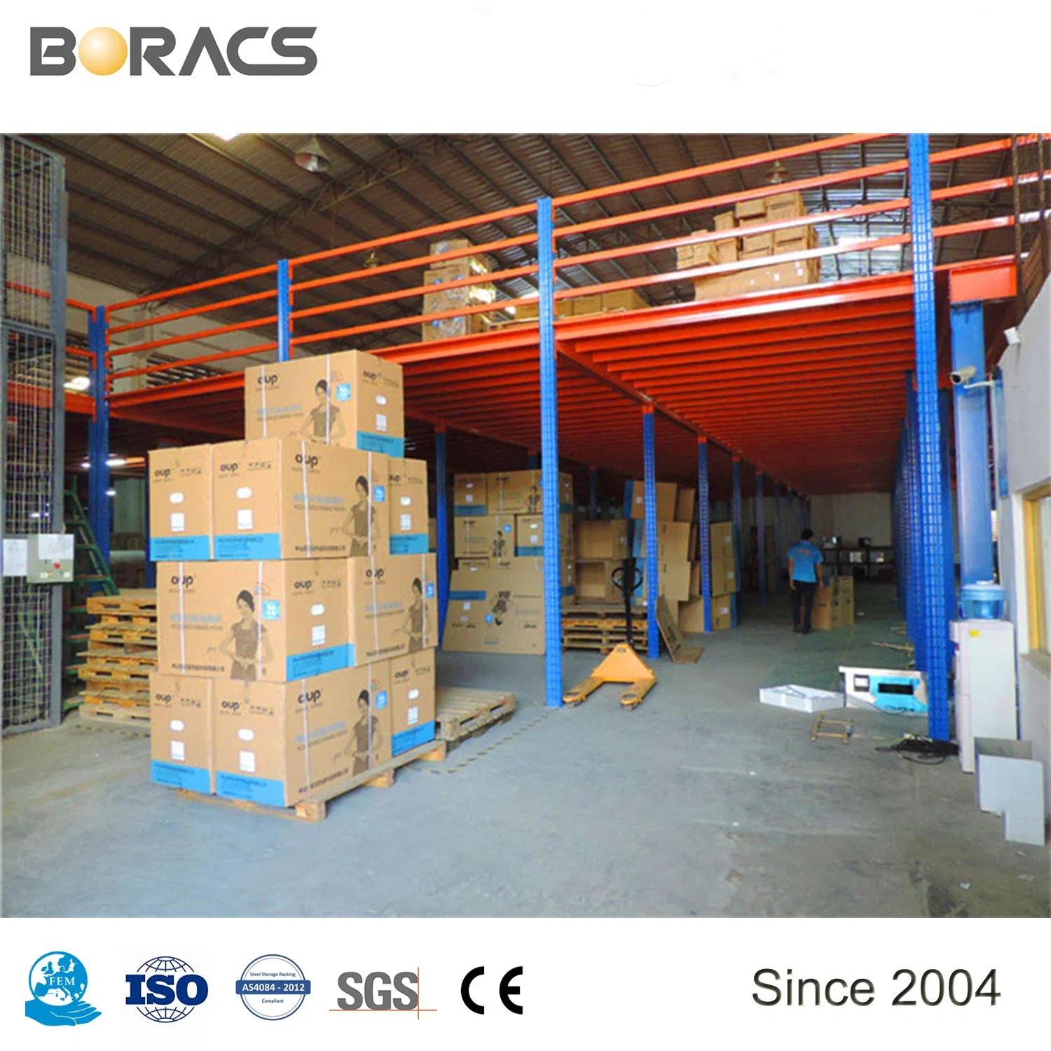 China Manufacturer Heavy Duty Custom Powder Coating Orange Blue Q235 Wood Floor Mezzanine/Platform Warehouse Storage OEM Mezzanine Floor