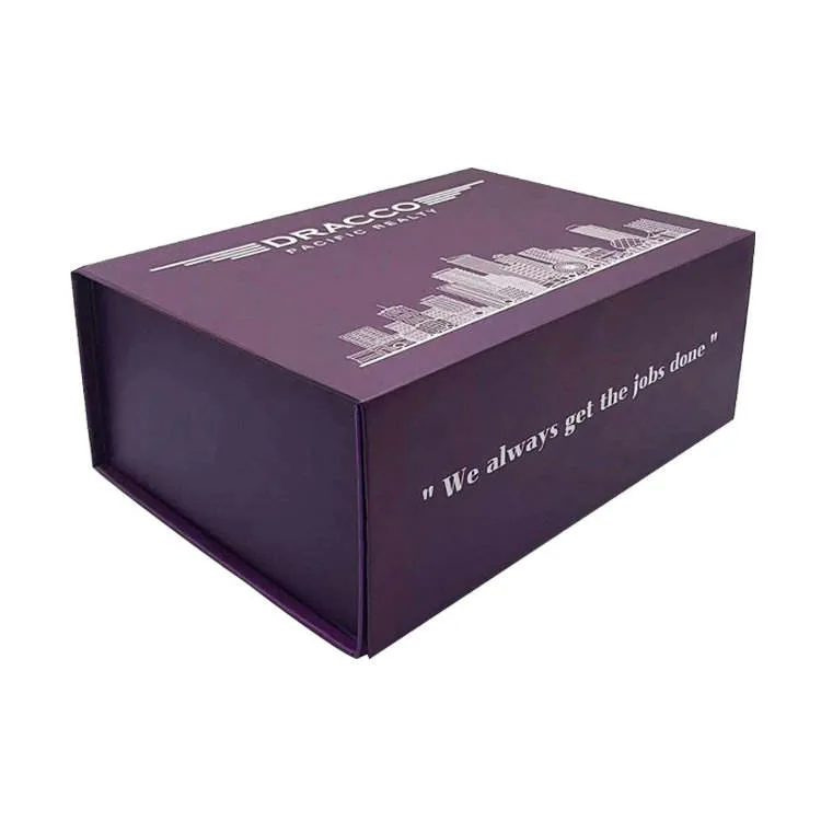 Custom Logo Printed Purple Magnet Gift Box Cardboard Paper Packaging Box Folding Box