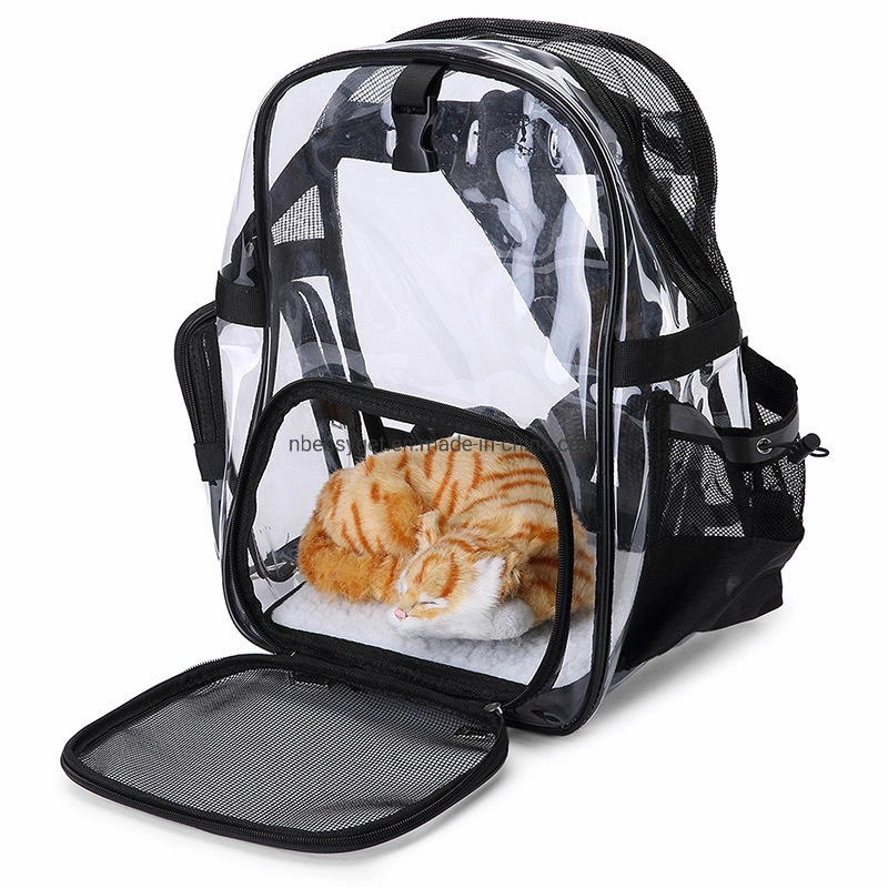 Mochila de PET transparente, Mochila Cat transportadora para pequenos cães gatos janela de malha aerada Sacola de viagem a ESG14009