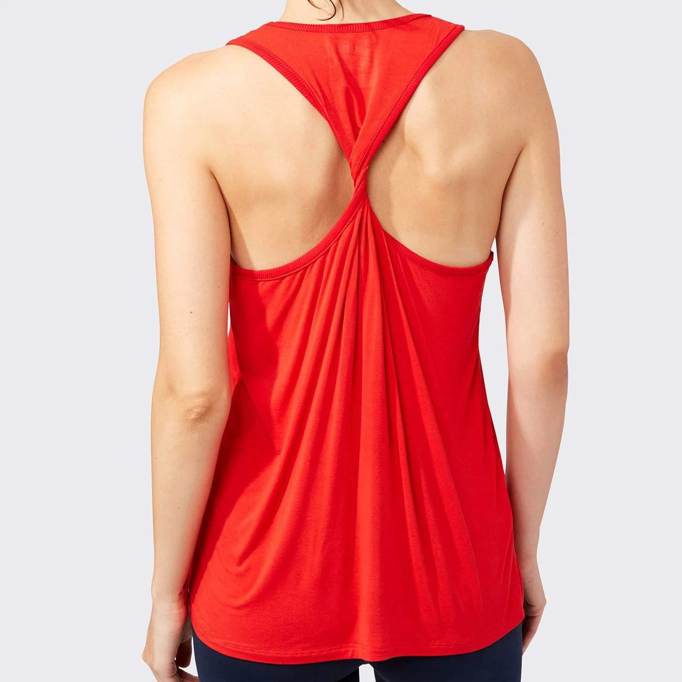 Custom Loose Cotton Twist Back Crew Neck Womens Athletic Works Tank Top