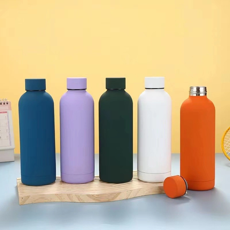 Outdoor Sports Custom Rubber Paint frasco de termoplástico duplo para paredes Garrafas de água de viagem isoladas em aço inoxidável