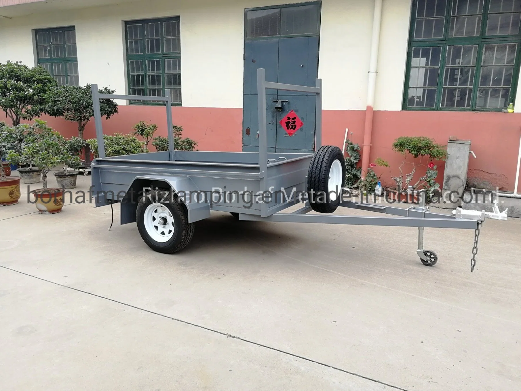 China Best Price Manufacture Sheet Metal Fabrication Steel Utility Cage Trailer Single Axle Trailer with Brakes for Transport