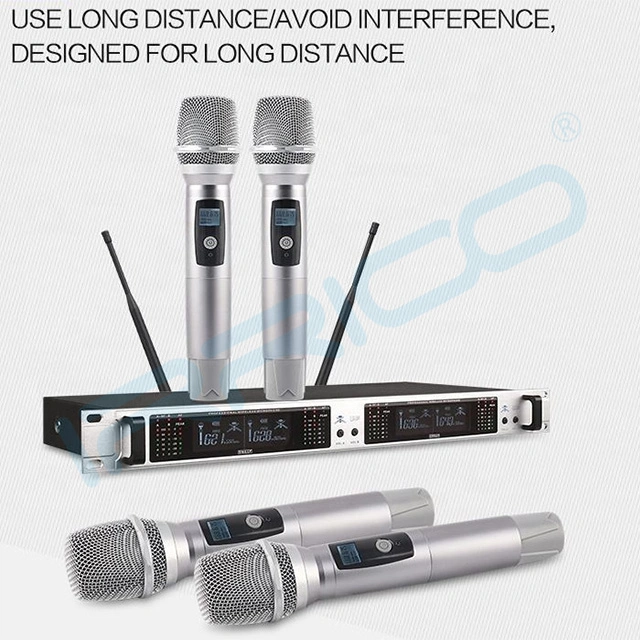 4 Channel Wireless Microphone Professional Wireless Microphones System Gooseneck Headset Lavalier Handheld