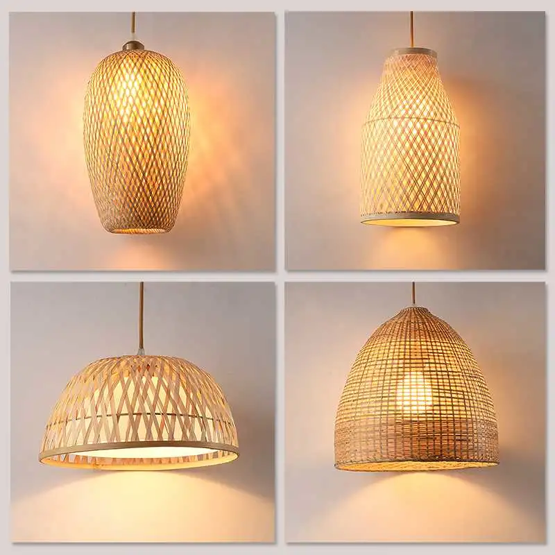 Wicker Basket Pendant Lights Kitchen Dining Room Sitting Room Decor (WH-WP-18)