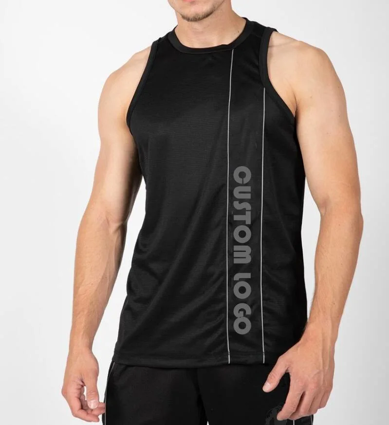 OEM Logo Singlets Stringers Wholesale/Supplier Men's Sports Gym Tank Top Custom Casual Muscle Fitness Vest Men's Black Tank Tops Vest for Men