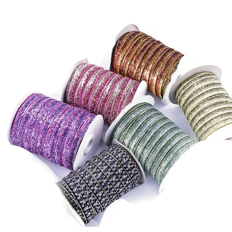 3/4 Inch 19 mm Wide Colorful Good Quality Metallic Velvet Glitter Ribbon for Decoration