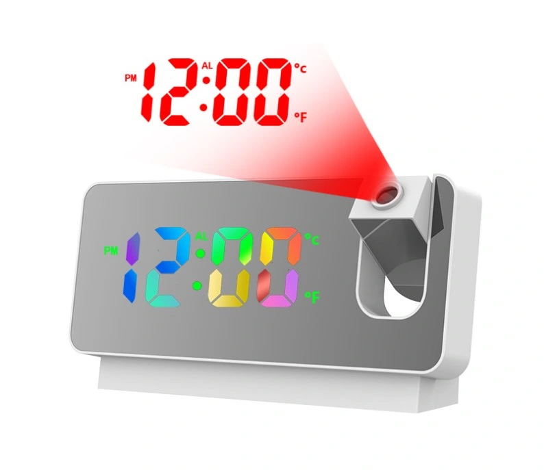 12/24 Hour Display USB Powered Mirror Display Projection Alarm Clock Projector