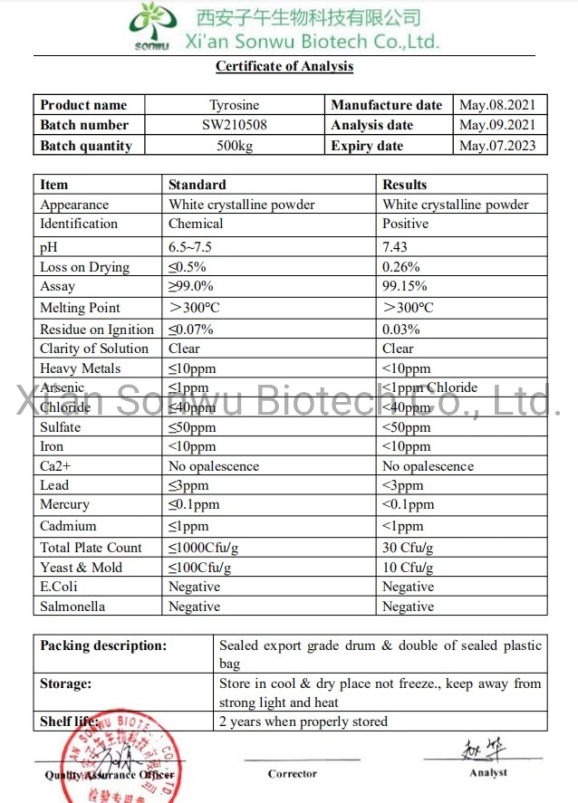 Sonwu Supply Ltyrosine Tyrosine Powder Tyrosine