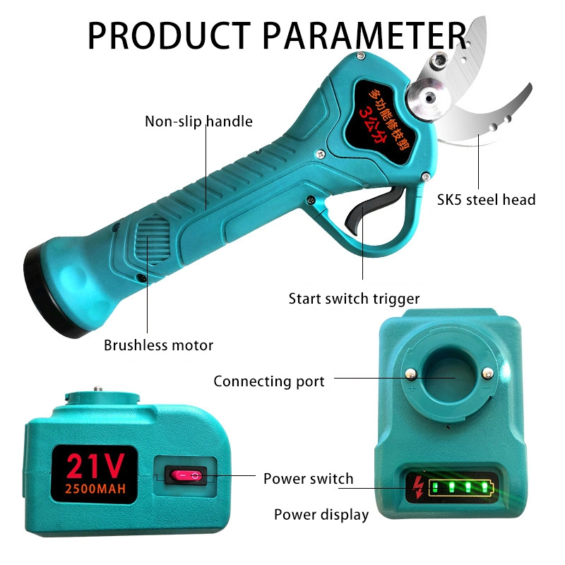 Schnurschere Mit Drahtloser Orchard-Technologie Wiederaufladbare Obstbaumschere Mit Verlängerter Stange Elektrische Hochleistungs-Schere Mit Lithium-Ionen-Akku