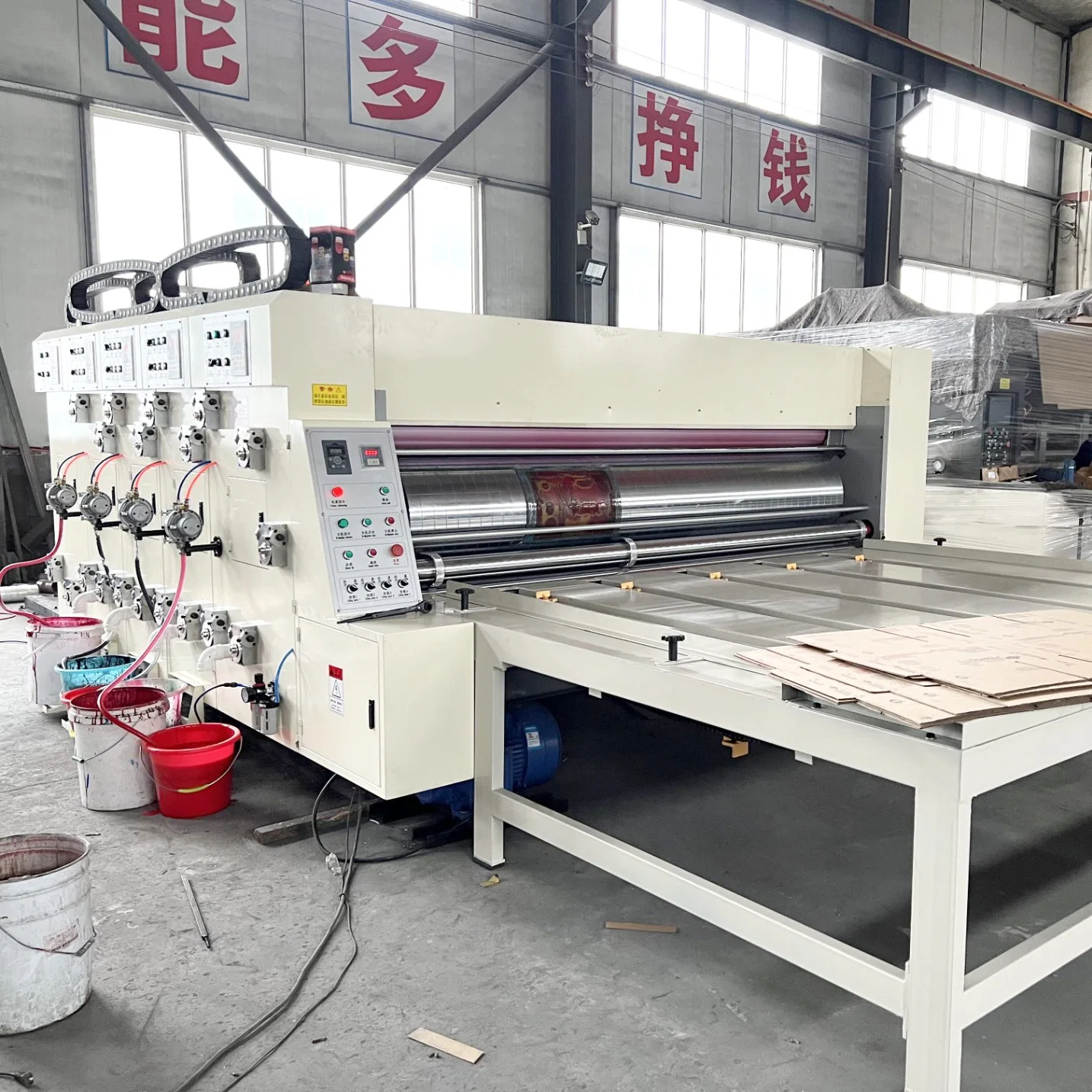 Semi-Auto Four Color Carton Printing Slotting Die-Cutting Packing Machine