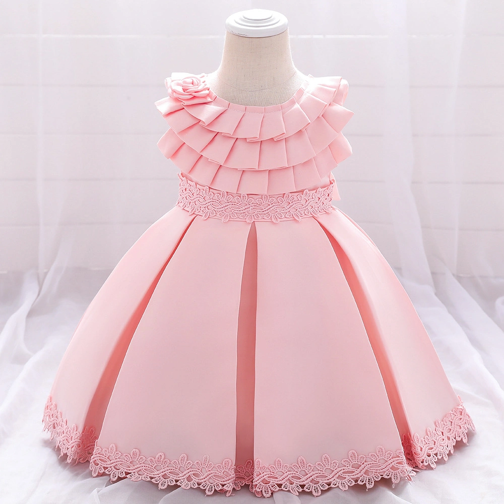 Wholesale/Supplier Spring Short Sleeves Party Formal Dress Kids Ruffle Bows Design Fashion Girl Princess Dress Fabrics