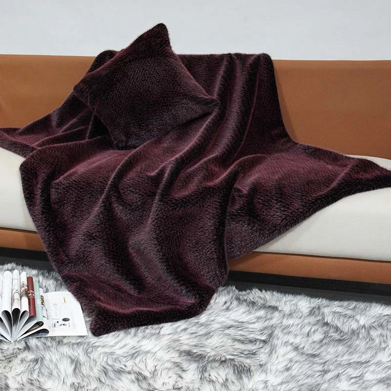 Polyester Luxury Double Color Blanket of Rabbit Fake Fur