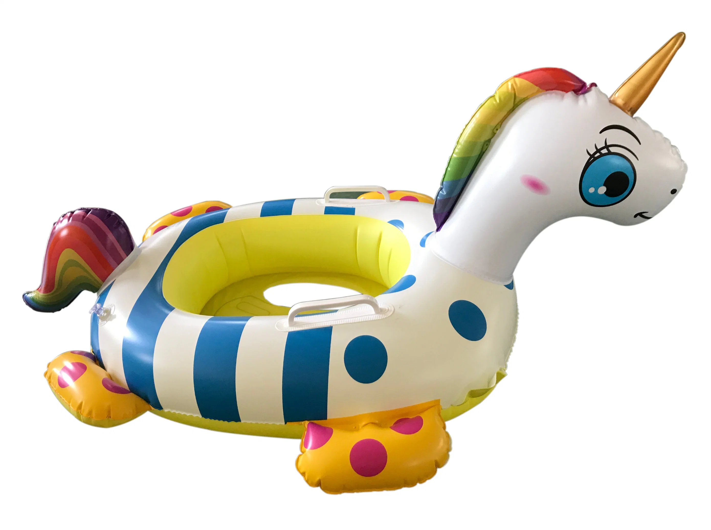 Flotador de piscina inflable para bebés e infantes con forma de unicornio ecológico y amigable con el medio ambiente.