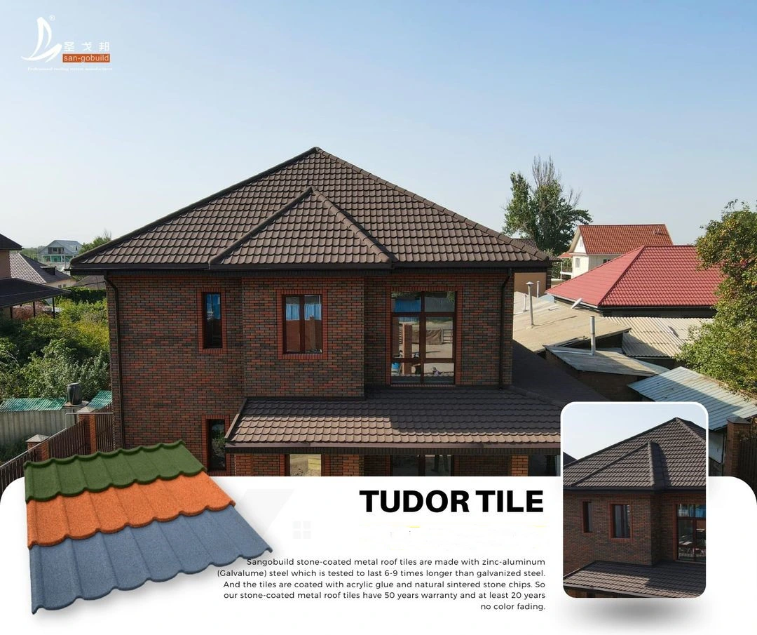 Modern Roofing Tiles Houses Building Materials Plain Types Tudor Roof Tiles Color Stone Coated Roofing Tiles for Construction