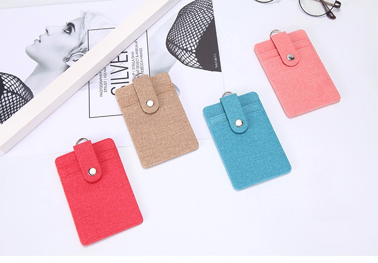 in Stock Ready to Ship Retractable Reel PU Leather ID Card Working Card Badge Holders with Strap