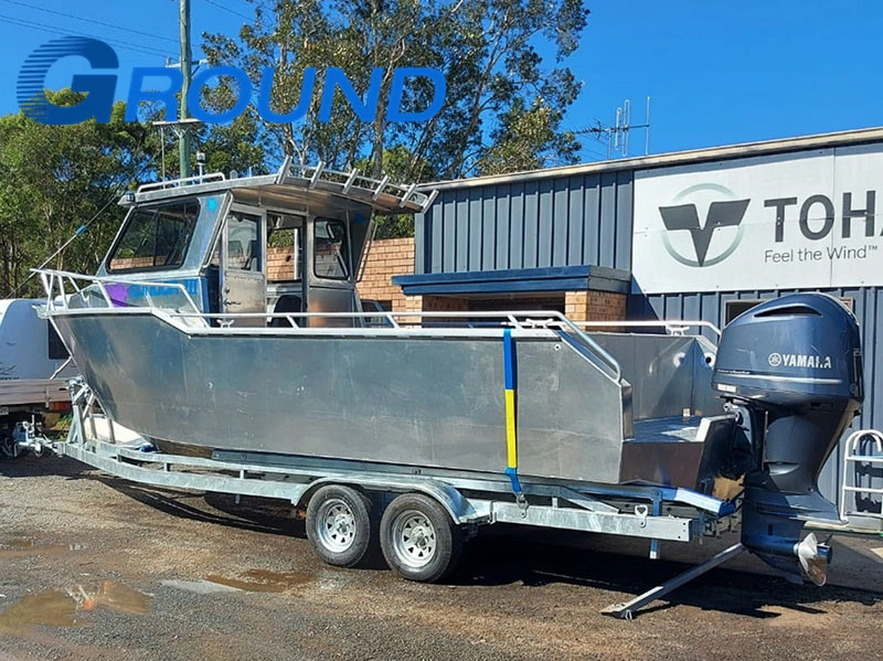 8.50m 28FT Barco de Pesca de Alumínio sem Pintura com Cabine Fechada e Teto Rígido à Venda