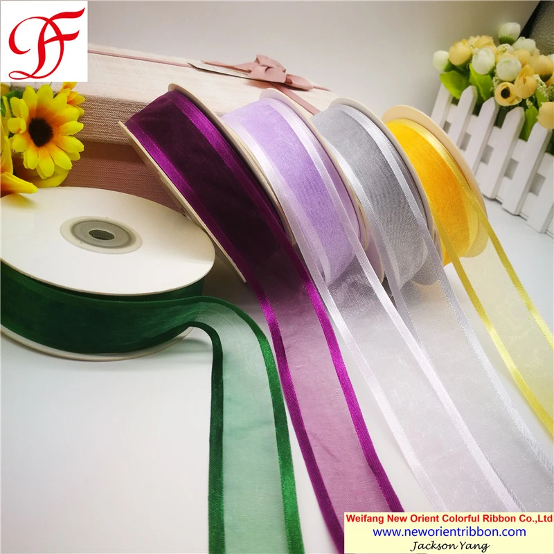 Customized 100% Nylon Sheer Organza Ribbon with Satin Edges for Gifts/Wedding/Wrapping/Party Decoration/Christmas/Packing/Garment