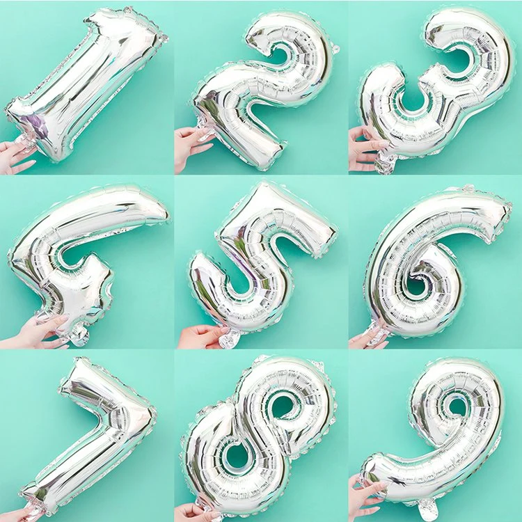 Wedding Happy Birthday Party Decoration Kids Baby Shower Supplies 16 Inch Gold Silver Foil Number Balloons