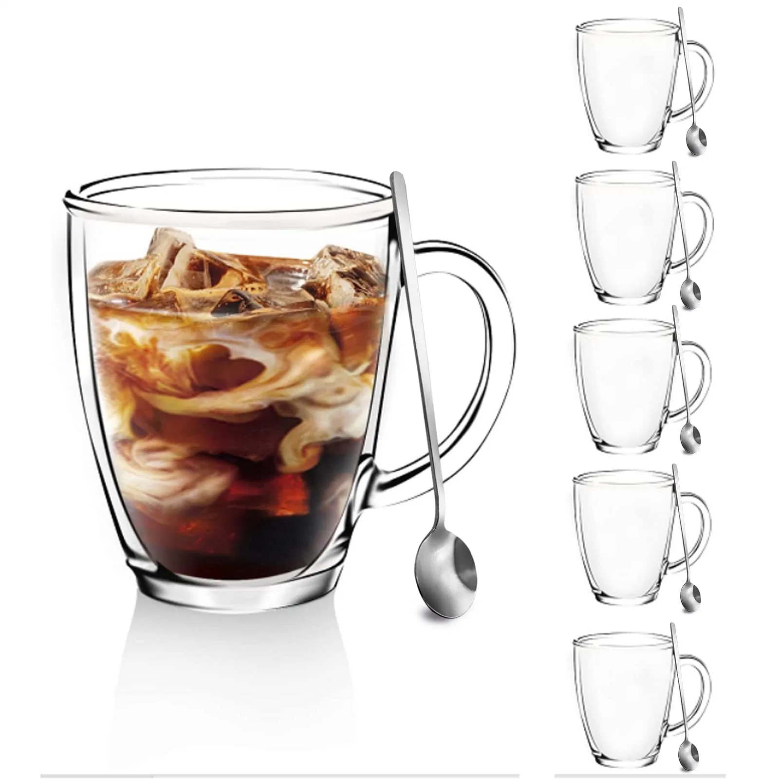 Tazas de vidrio Base Transparente frío caliente Americano Cappuccino café té bebidas