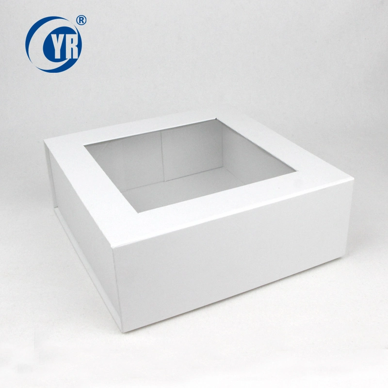 Luxury White Cardboard Clothes Scarf Towel Packaging Folding Paper Gift Box with Clear Window