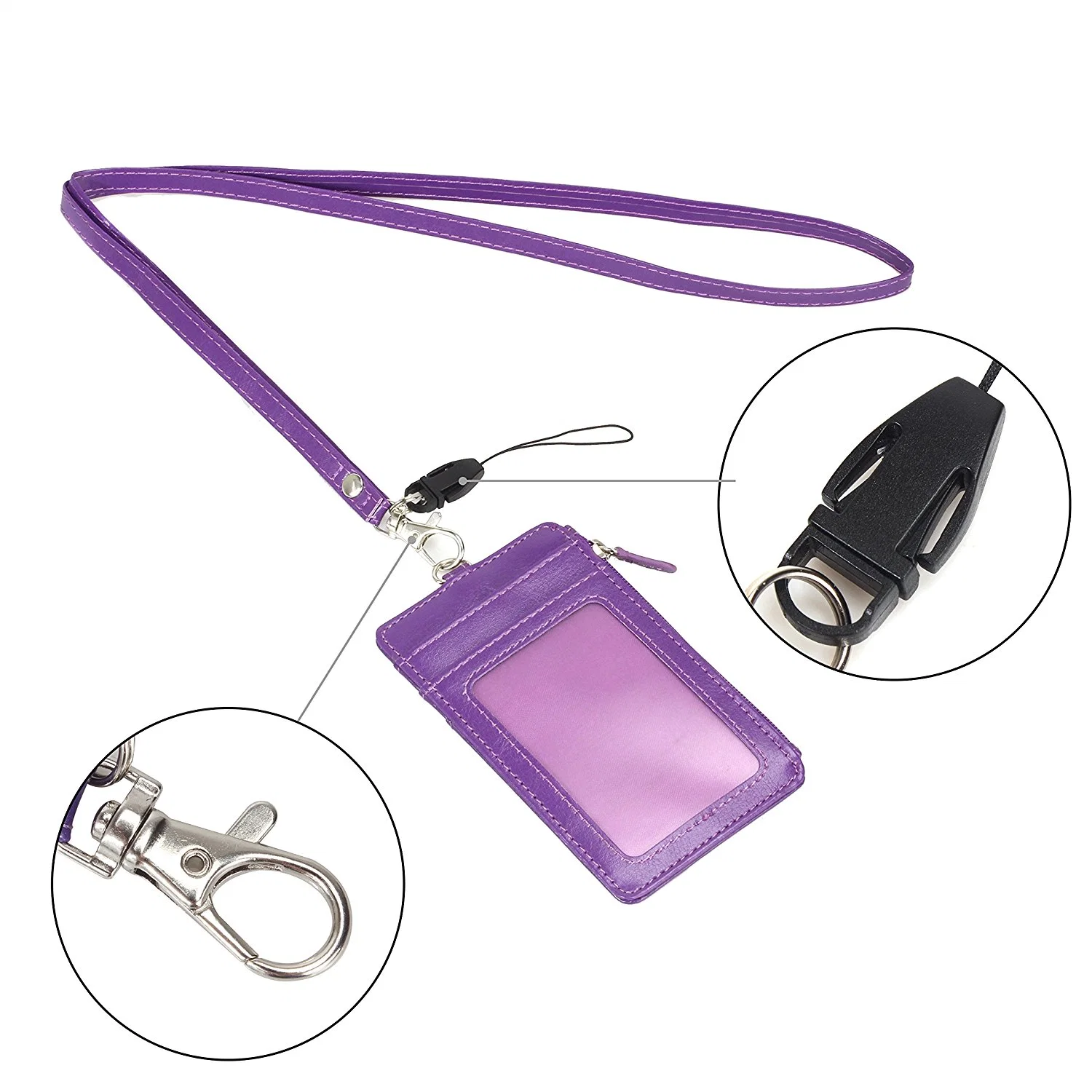 Soft PVC ID Badge Holder with Zip Pocket