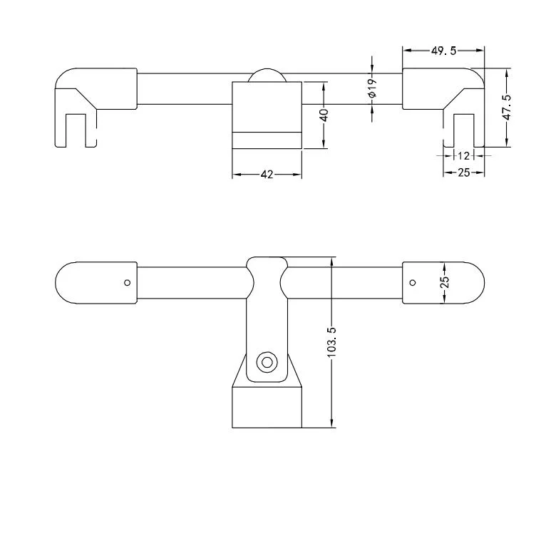 Brass Tee Glass Bathroom Door Connector Fixing