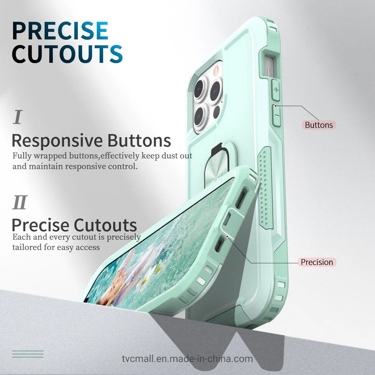 for iPhone 14 PRO 6.1 Inch Anti-Fall Phone Case Kickstand Ring Holder Cell Phone Hybrid Back Cover