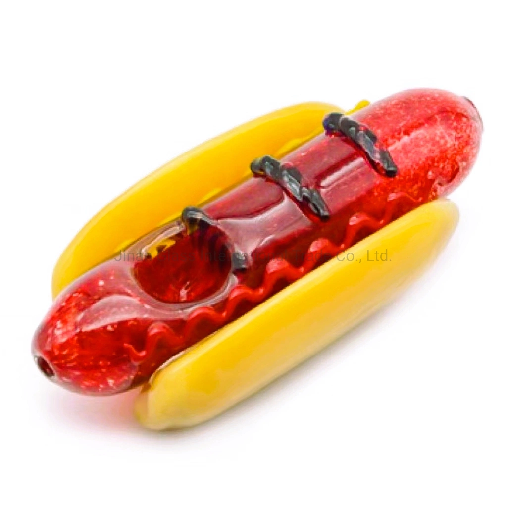 Funny Hotdog Glass Pipe Tobacco Spoon Hand Pipe Handmade Glass Smoking Pipes Oil Burner Dry Herb Pipe Piece