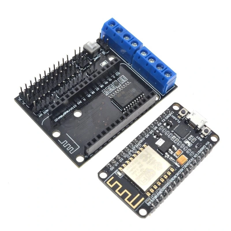 Kit de desarrollo de MCU de nodo Nodemcu + Motor Shield Esp WiFi Esp8266 Esp-12e DIY RC Toy Remote Control Lua IoT Smart Auto Esp12e