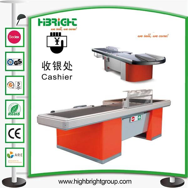 Supermarket Electric Stainless Checkout Counter with Conveyor Belt (HBE-007)