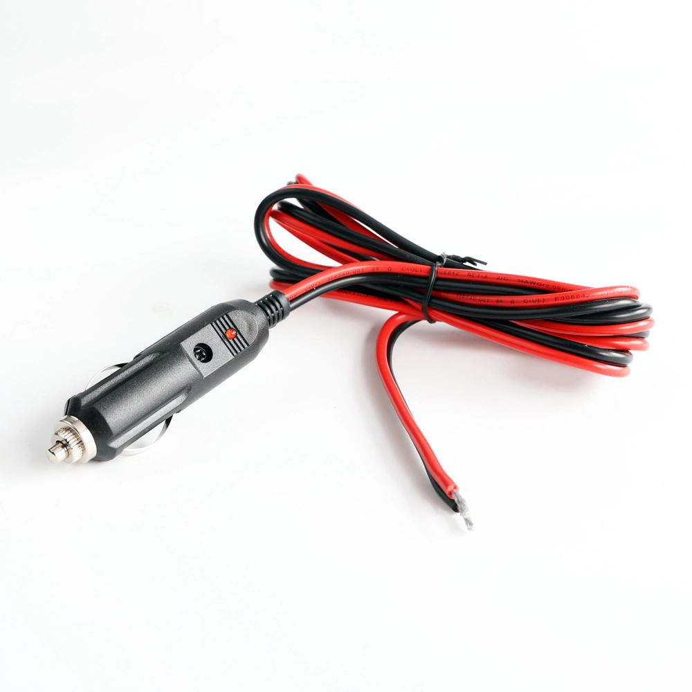 Car Charger Auto Cigarette Lighter Plug Male to Red Black Wire Cable