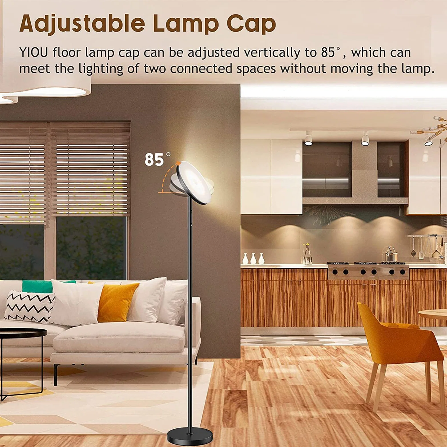 30W/2400lm Sky LED Modern Torchiere 3 Color Temperatures Super Bright Floor Lamp