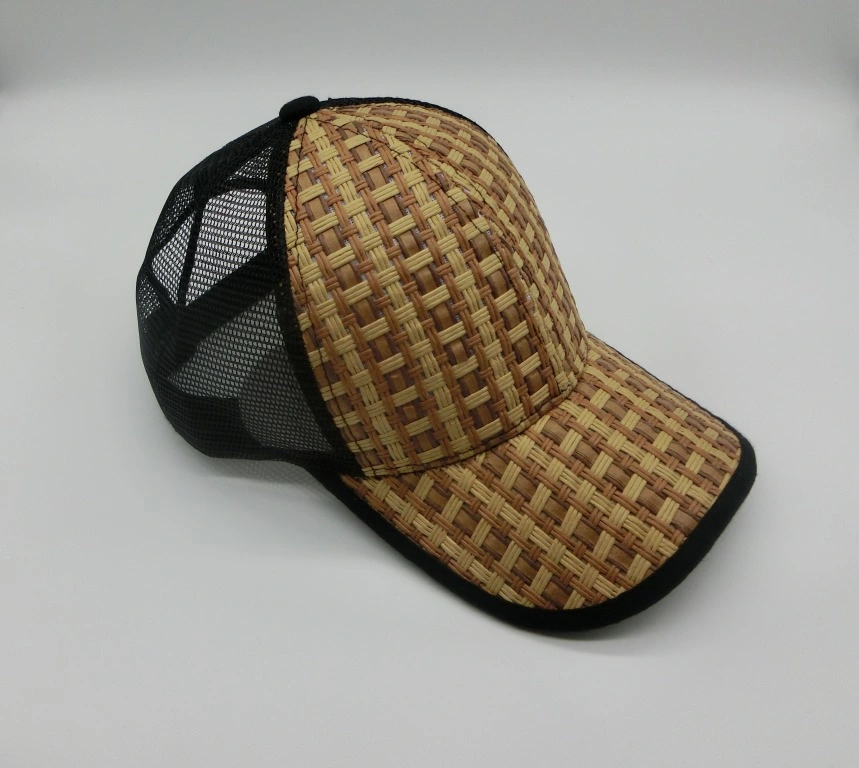 Fashion Straw Fabric Mesh Trucker Blank Baseball Caps for Summer