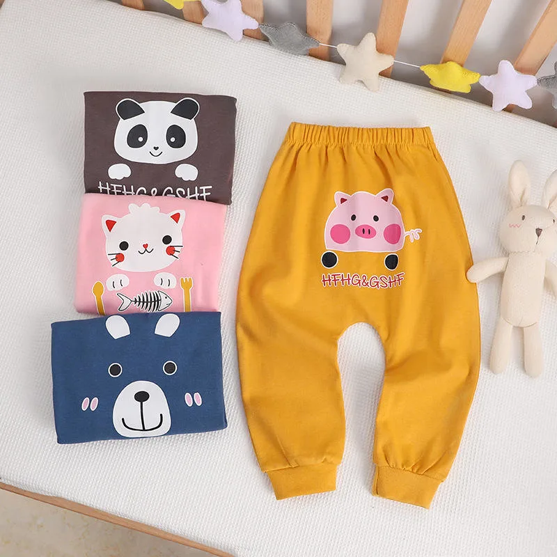 Abckids Casual Harlan Pants Boys Solid Color Large PP Pants Baby Cotton Yellow Baby Girl Pants