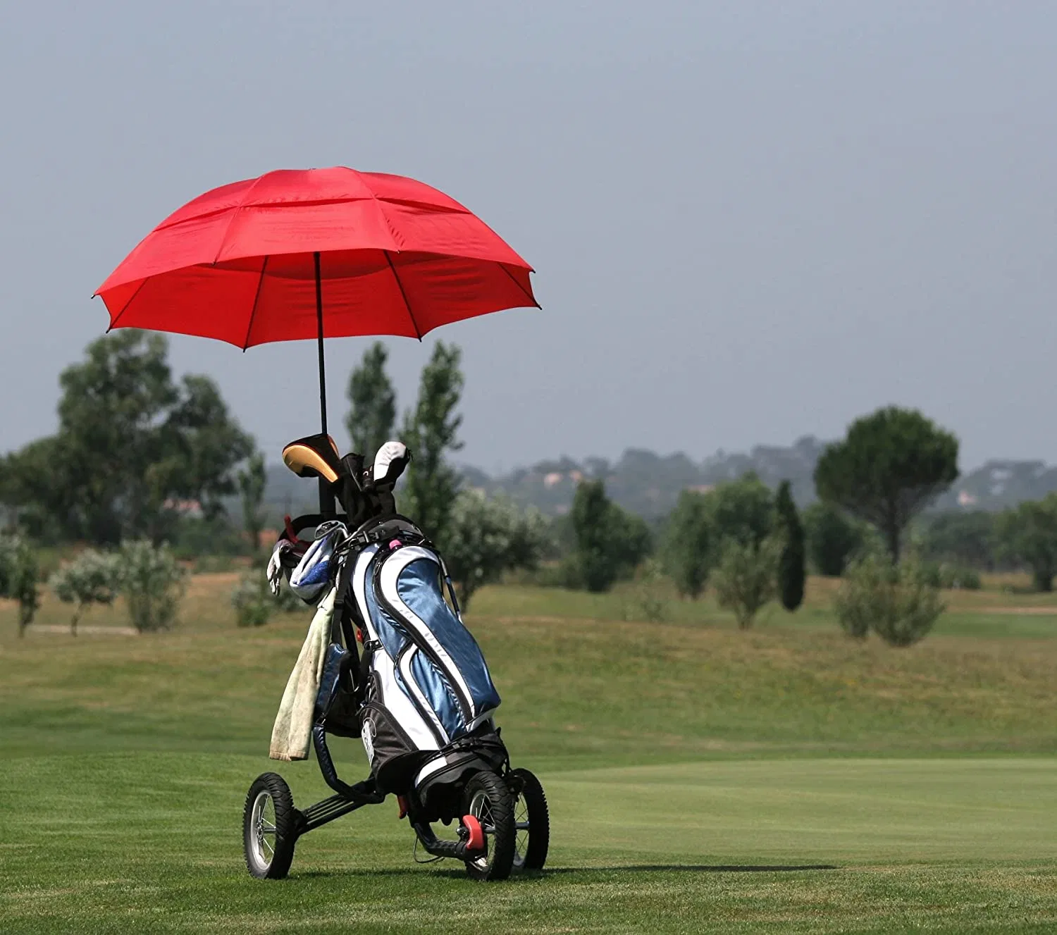 Windproof Double Vented Canopy 58 Inch Folding Golf Umbrella with Large - Strong Oversized Portable Family Umbrella - Foldable to Just 23 Inches