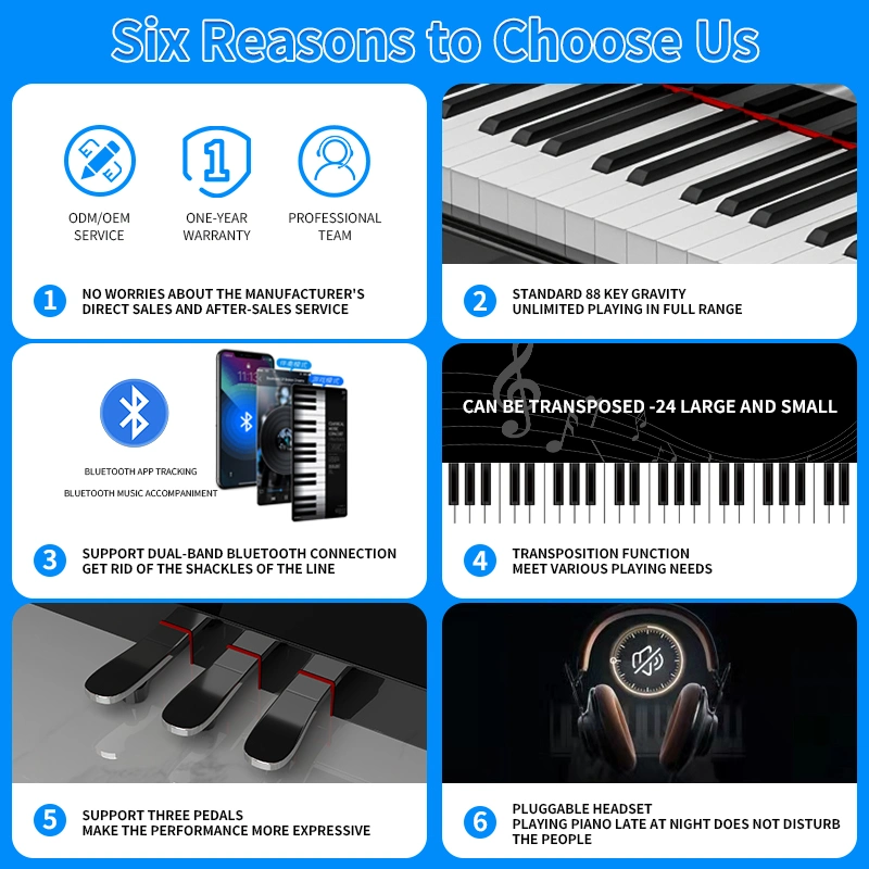 مفاتيح بيانو رقمي 88 مفاتيح لوحة مفاتيح قياسية تعمل باللمس ولوحة مفاتيح بيانو إلكترونية بيانو