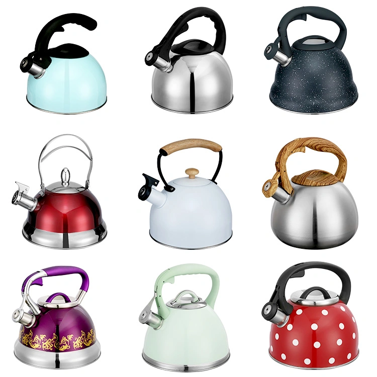 Red Stainless Steel Whistling Tea Kettle Gas Stove Top Tea Pot